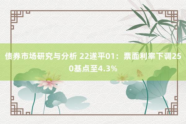 债券市场研究与分析 22遂平01：票面利率下调250基点至4.3%