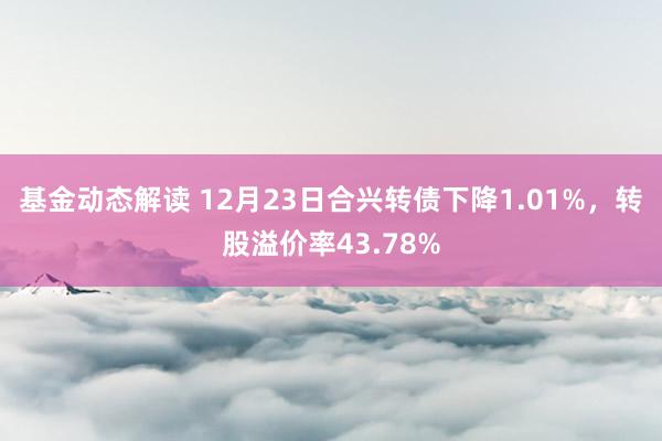 基金动态解读 12月23日合兴转债下降1.01%，转股溢价率43.78%