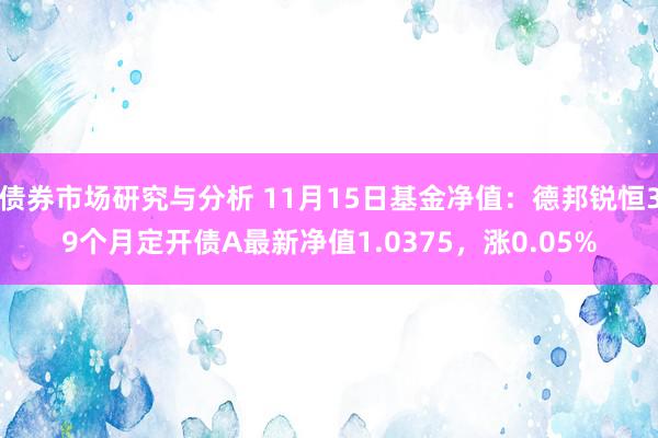 债券市场研究与分析 11月15日基金净值：德邦锐恒39个月定开债A最新净值1.0375，涨0.05%