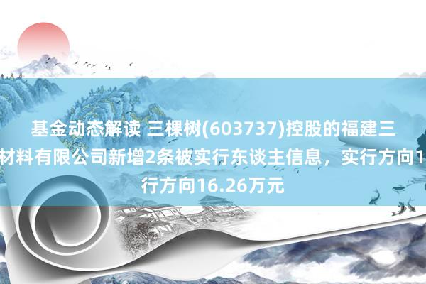 基金动态解读 三棵树(603737)控股的福建三棵树建筑材料有限公司新增2条被实行东谈主信息，实行方向16.26万元