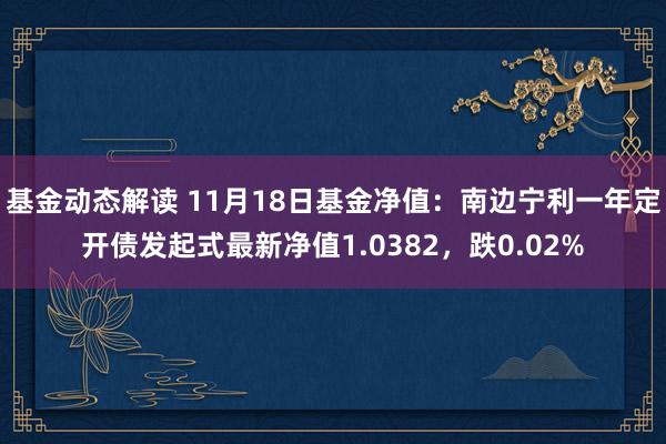 基金动态解读 11月18日基金净值：南边宁利一年定开债发起式最新净值1.0382，跌0.02%