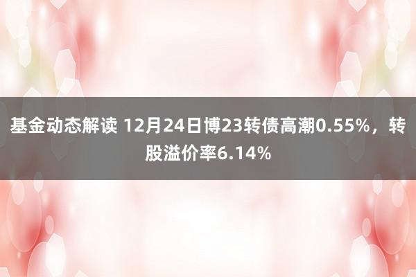 基金动态解读 12月24日博23转债高潮0.55%，转股溢价率6.14%