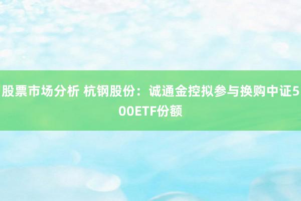 股票市场分析 杭钢股份：诚通金控拟参与换购中证500ETF份额