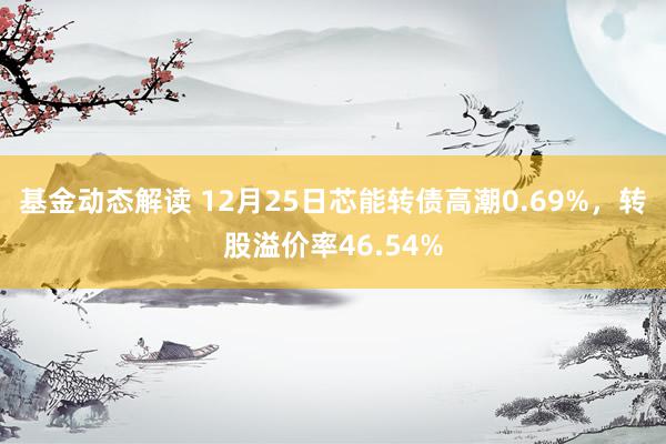 基金动态解读 12月25日芯能转债高潮0.69%，转股溢价率46.54%