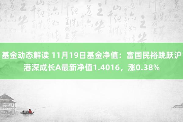 基金动态解读 11月19日基金净值：富国民裕跳跃沪港深成长A最新净值1.4016，涨0.38%