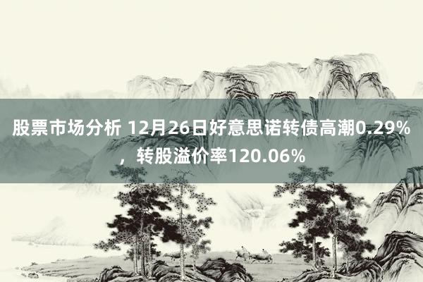 股票市场分析 12月26日好意思诺转债高潮0.29%，转股溢价率120.06%