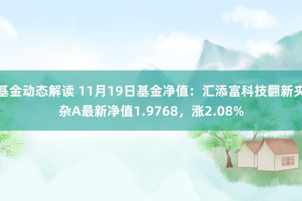 基金动态解读 11月19日基金净值：汇添富科技翻新夹杂A最新净值1.9768，涨2.08%