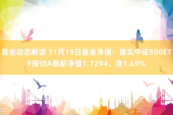 基金动态解读 11月19日基金净值：嘉实中证500ETF探讨A最新净值1.7294，涨1.69%