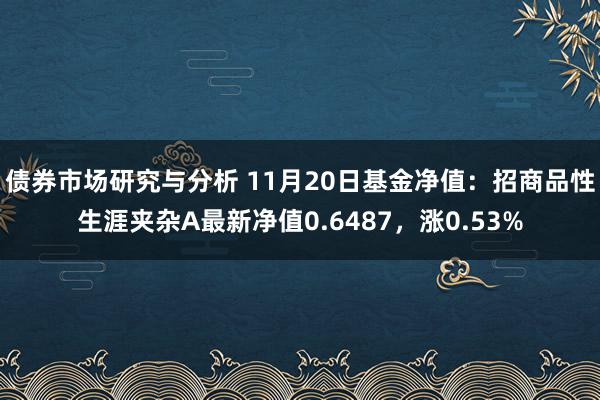 债券市场研究与分析 11月20日基金净值：招商品性生涯夹杂A最新净值0.6487，涨0.53%