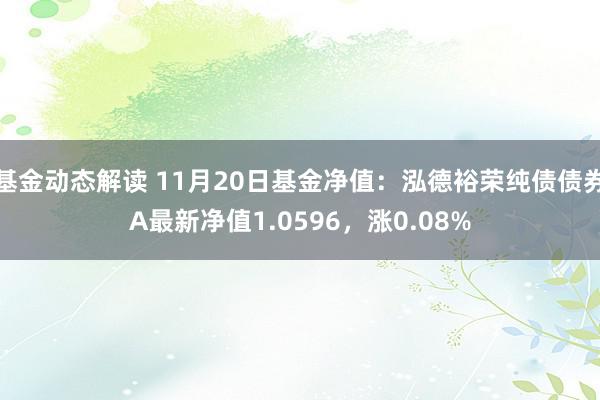 基金动态解读 11月20日基金净值：泓德裕荣纯债债券A最新净值1.0596，涨0.08%