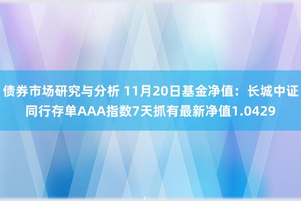 债券市场研究与分析 11月20日基金净值：长城中证同行存单AAA指数7天抓有最新净值1.0429