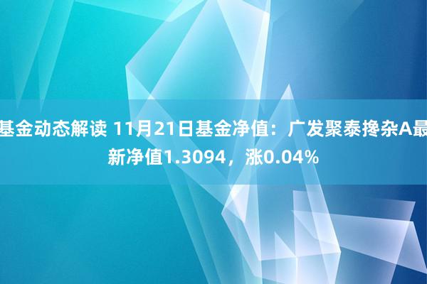 基金动态解读 11月21日基金净值：广发聚泰搀杂A最新净值1.3094，涨0.04%