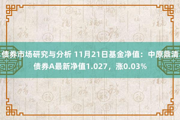 债券市场研究与分析 11月21日基金净值：中原鼎清债券A最新净值1.027，涨0.03%