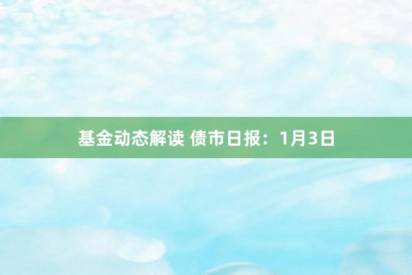 基金动态解读 债市日报：1月3日