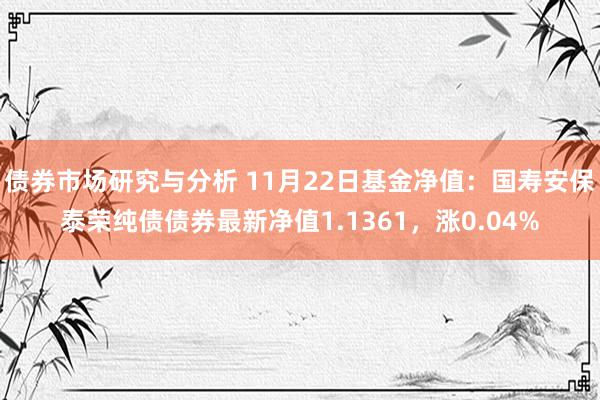 债券市场研究与分析 11月22日基金净值：国寿安保泰荣纯债债券最新净值1.1361，涨0.04%