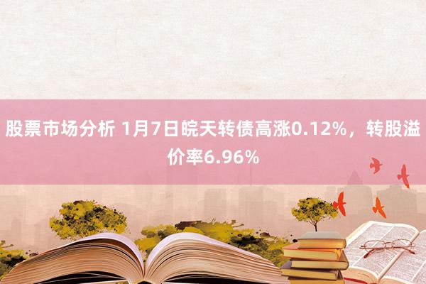 股票市场分析 1月7日皖天转债高涨0.12%，转股溢价率6.96%