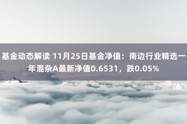 基金动态解读 11月25日基金净值：南边行业精选一年混杂A最新净值0.6531，跌0.05%