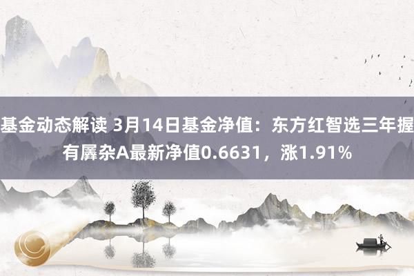 基金动态解读 3月14日基金净值：东方红智选三年握有羼杂A最新净值0.6631，涨1.91%