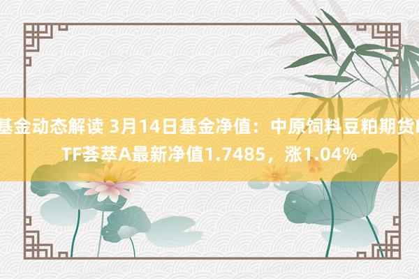 基金动态解读 3月14日基金净值：中原饲料豆粕期货ETF荟萃A最新净值1.7485，涨1.04%