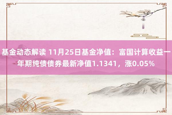 基金动态解读 11月25日基金净值：富国计算收益一年期纯债债券最新净值1.1341，涨0.05%