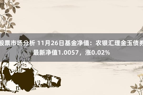 股票市场分析 11月26日基金净值：农银汇理金玉债券最新净值1.0057，涨0.02%