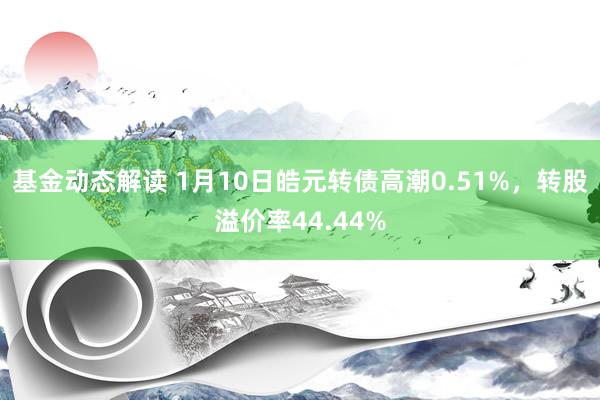 基金动态解读 1月10日皓元转债高潮0.51%，转股溢价率44.44%