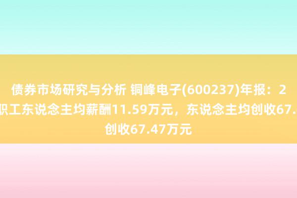 债券市场研究与分析 铜峰电子(600237)年报：2024年职工东说念主均薪酬11.59万元，东说念主均创收67.47万元